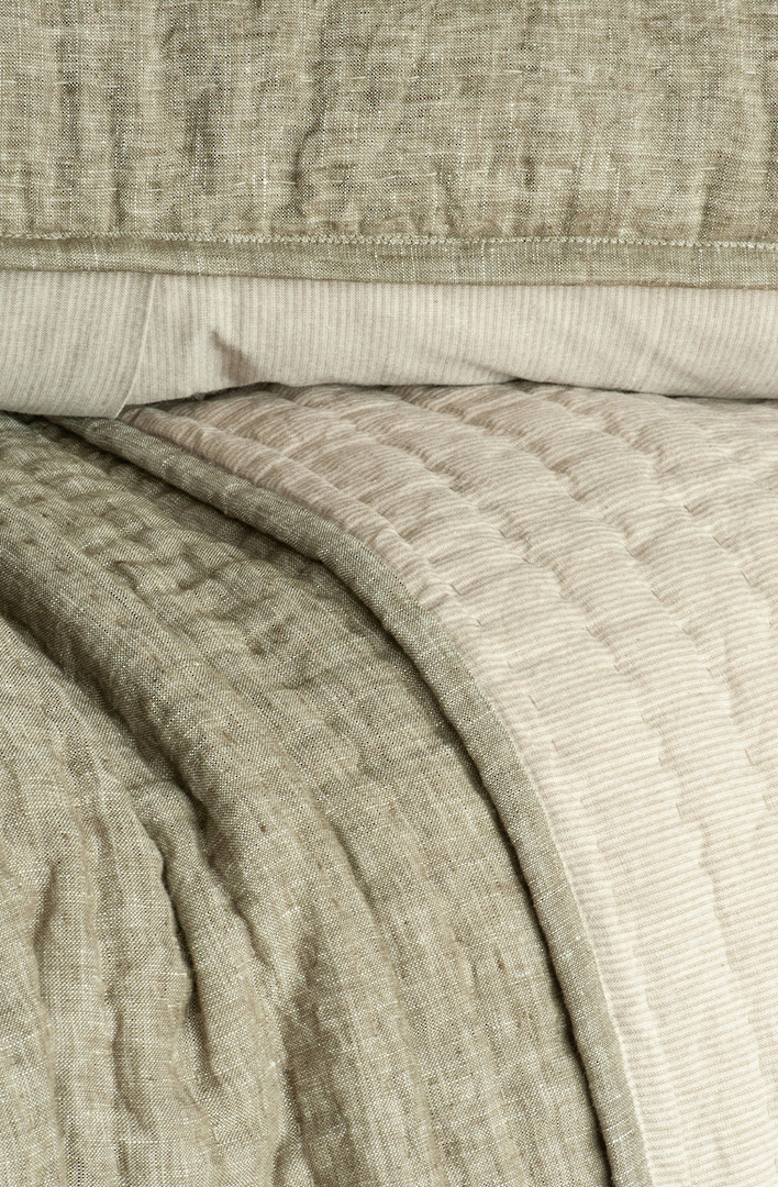 Bianca Lorenne Misaka Light Moss Bedspread | Luxury Linen Bedspread NZ image 2